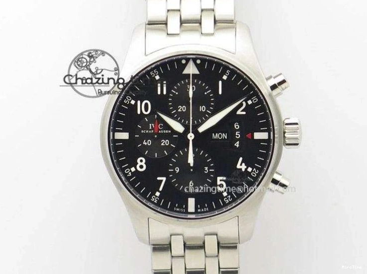 MIROTIME 0224 Original Pilot IW326803 SS MK 1:1 Best Edition Black Dial on Brown Leather Strap MIYOTA 7146